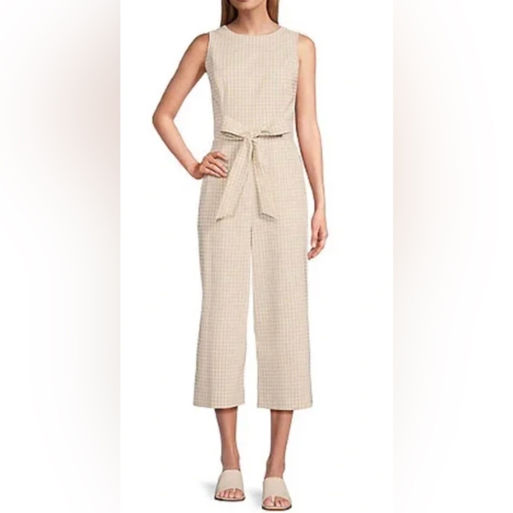 Preston & York Beige Gingham Jumpsuit Size 12